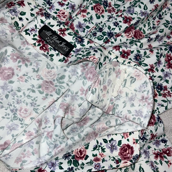 Vintage 90s All That Jazz Floral Lace-Up Back Dress/Cottagecore/Size M - Picture 9 of 14